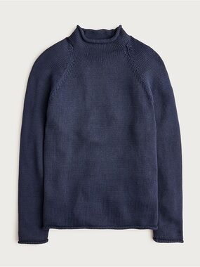 J. Crew 1988 Rollneck Sweater in Cotton Navy Blue Size XL